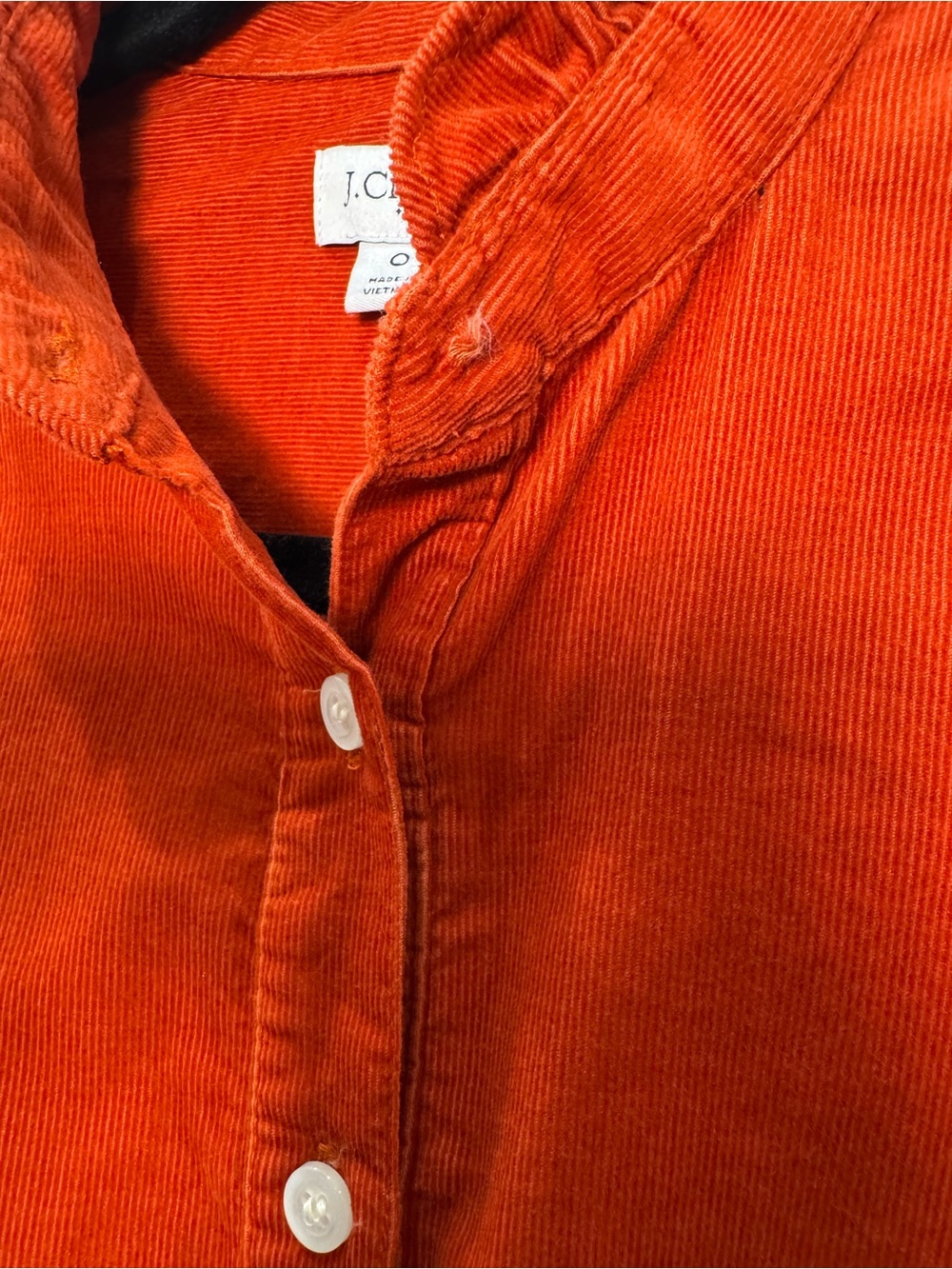 J.Crew Womens 0 Orange Corduroy Shirt Dress Ruffle Collar Belted 100% Cotton - Picture 6 of 10